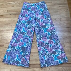 For Love And Lemons Floral Wide Leg Pants - Purple and Blue
